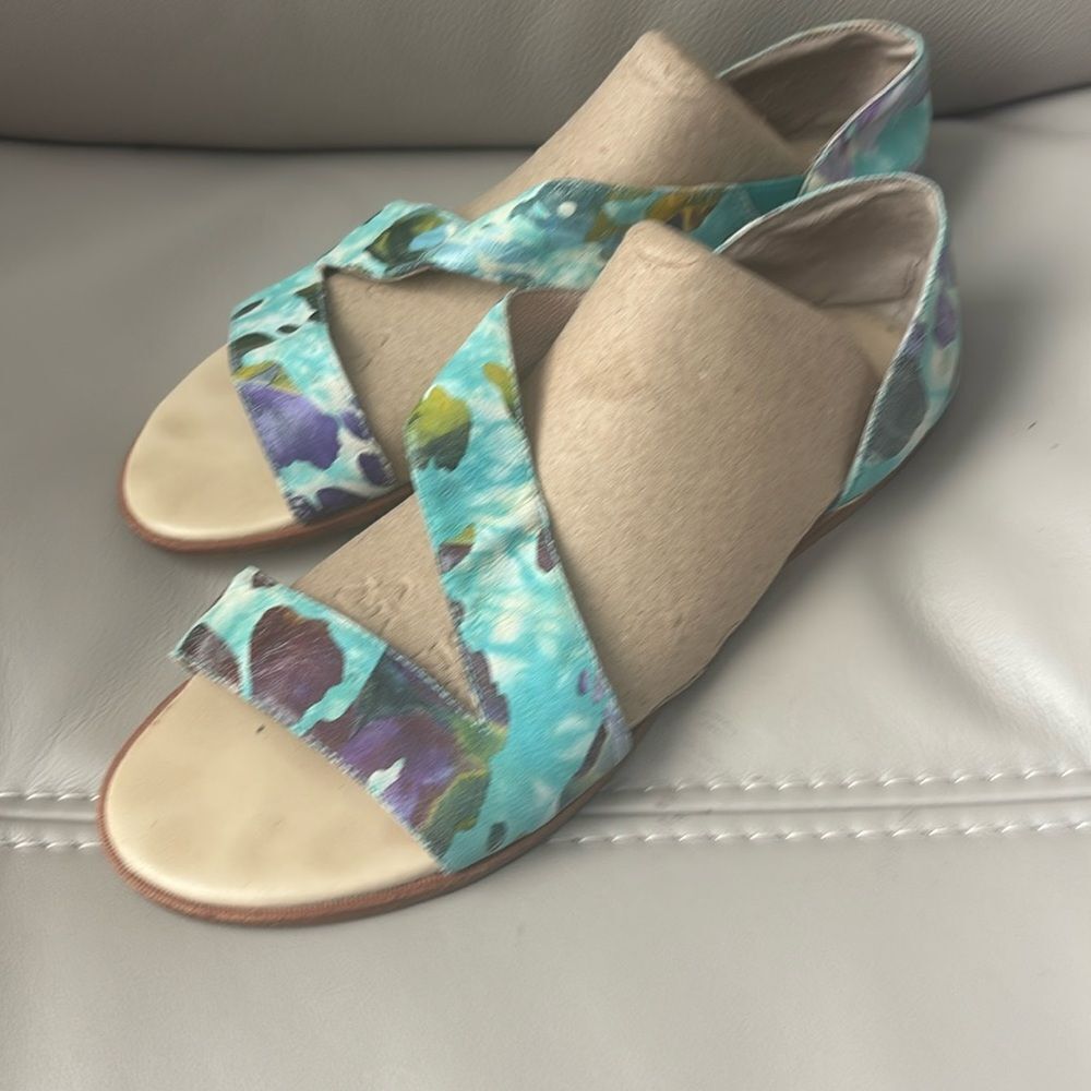 Yosi Samra Casey Crossover Blue Watercolor Sandals